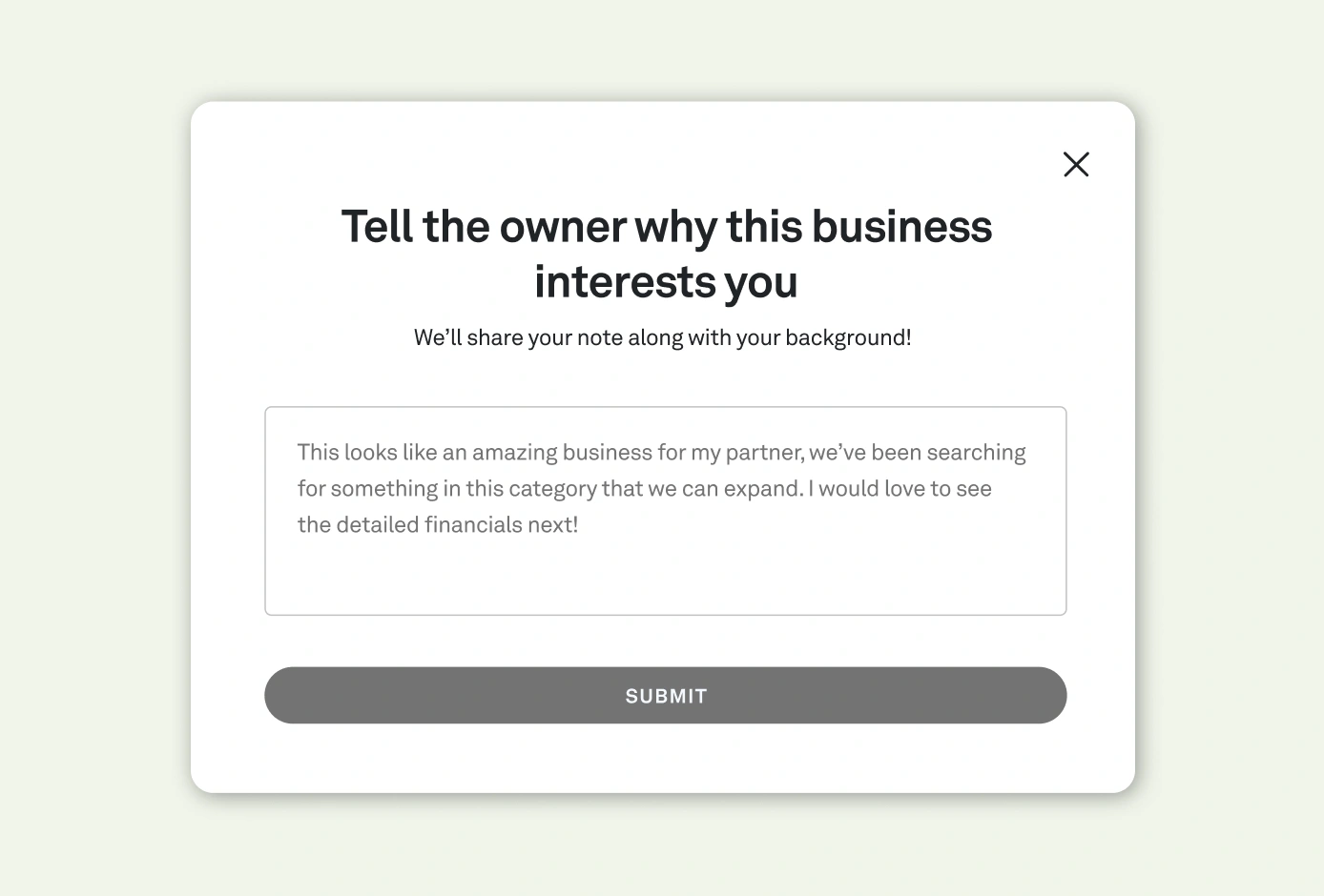 Private Listing Form